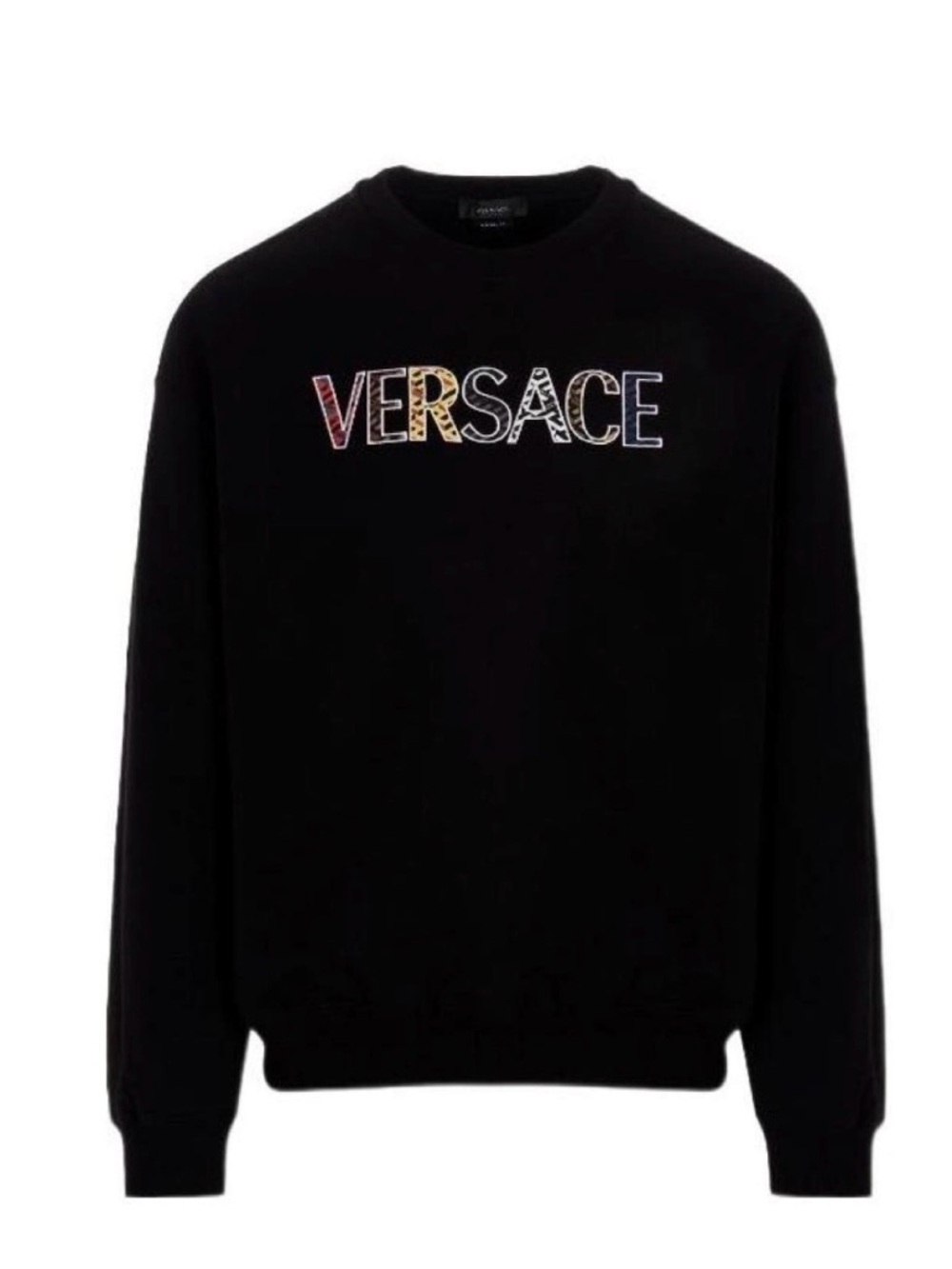 Versace Black Crewneck Sweatshirt with Multicolor Logo